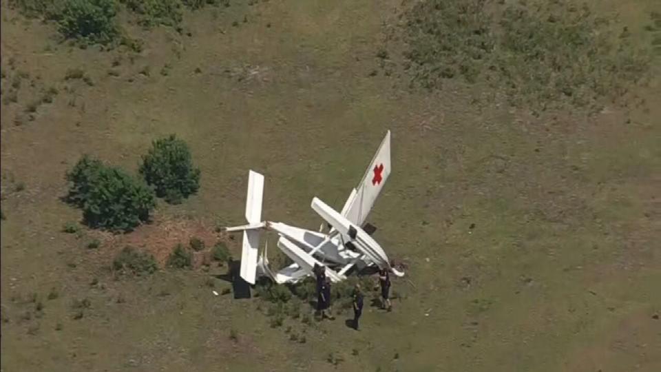 A person was hospitalized Thursday afternoon after a small plane crashed in DeLand.