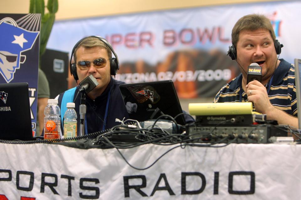 Scott Zolak and Andy Gresh were popular sports talk show hosts on the original "790 The Score," which is making a comeback to local airwaves. Here, Gresh and Zolak were broadcasting from Super Bowl XLII in Phoenix in 2008.