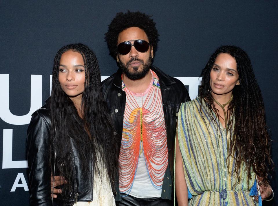 From L-R: Zoë Kravitz with dad Lenny and mum Lisa Bonet in 2016 (Getty Images)