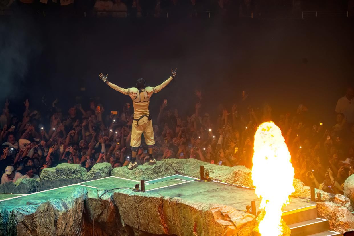 Travis Scott performs Tuesday, Oct. 21, 2023, at the Moody Center in Austin as part of his "Circus Maximus" tour.