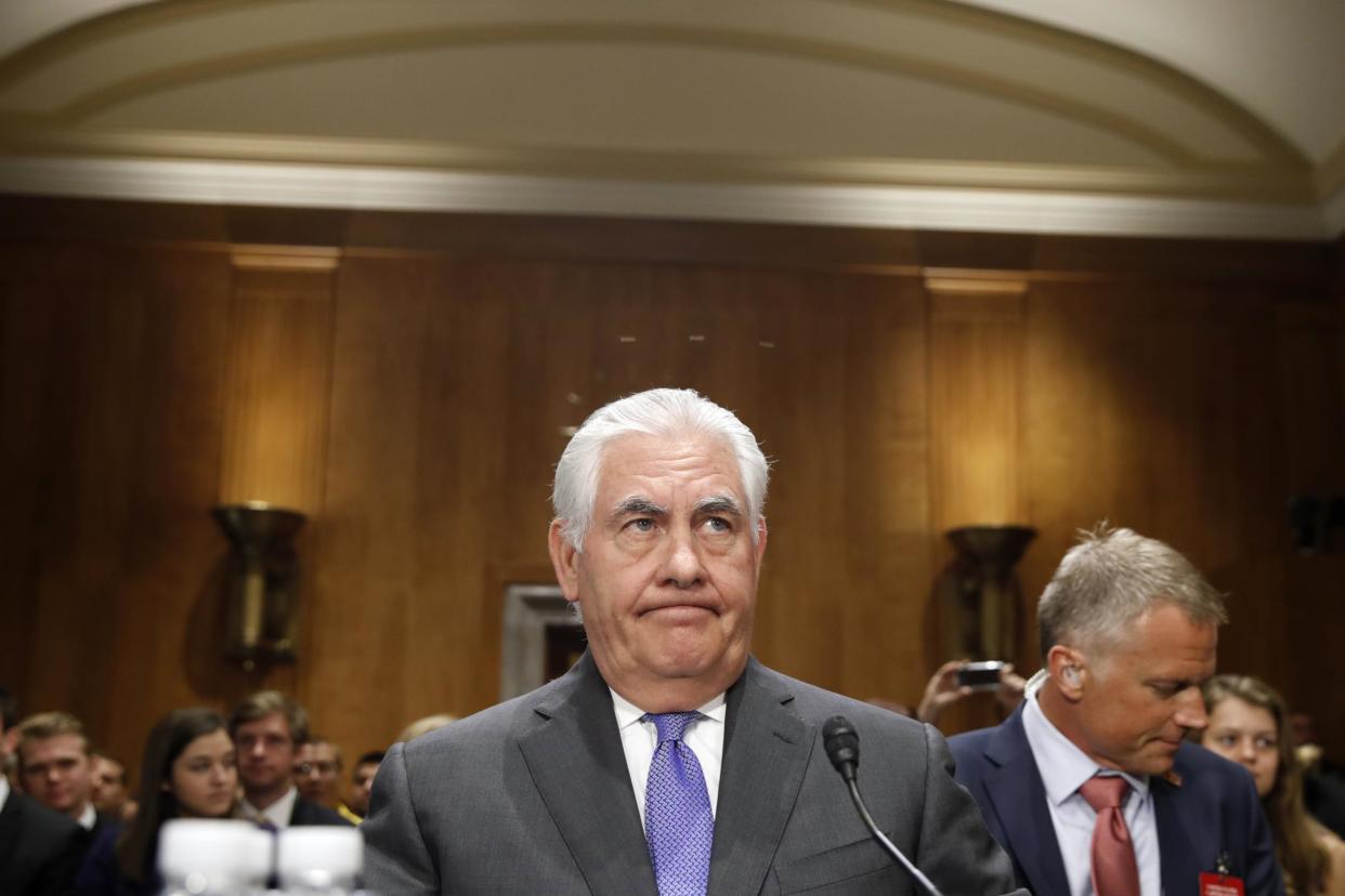 Secretary of State Rex Tillerson prepares to testify before the Senate Foreign Relations Committee: AP Photo/Jacquelyn Martin
