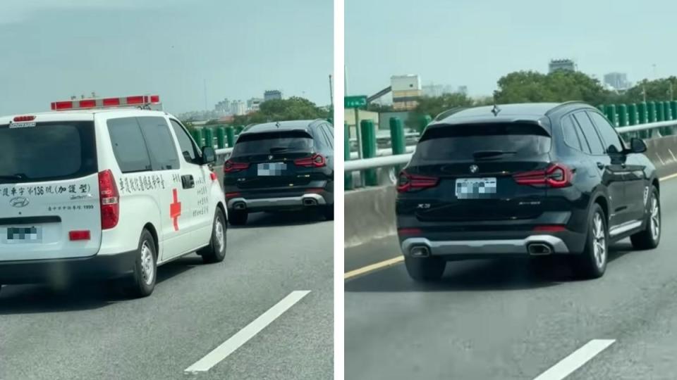 休旅車未禮讓救護車。（圖／翻攝自爆料公社）