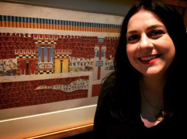 Oxford Mail: Janina Ramirez at the Ashmolean Museum’s Knossos exhibition. Picture: Tim Hughes