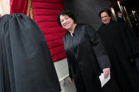 Supreme Court Justice Sonia Sotomayor arrives for the presidential inauguration on the West Front of the U.S. Capitol January 21, 2013 in Washington, DC. Barack Obama was re-elected for a second term as President of the United States. (Photo by Win McNamee/Getty Images)