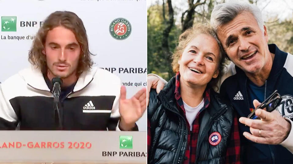 Pictured here, Stefanos Tsitsipas, his mum Julia and father Apostolos.