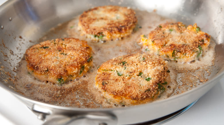 sizzling fried crab cakes
