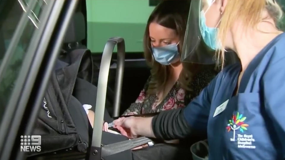 The Melbourne Royal Children's Hospital launched a drive through immunisation service, seen here. 