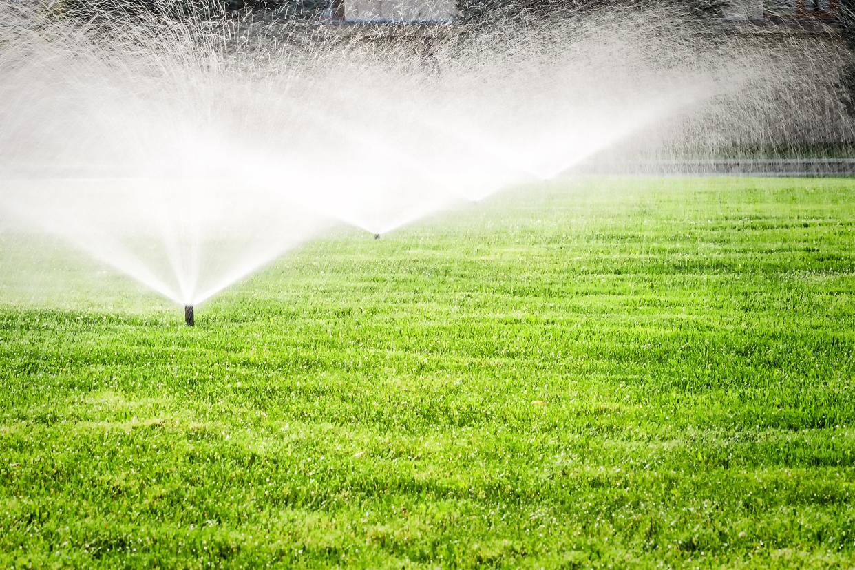 Sprinklers in the lawn