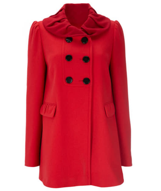 How cute is this rouched-collared coat? You’ll certainly be a seductive lady in red in this getup. £80, wallis.co.uk