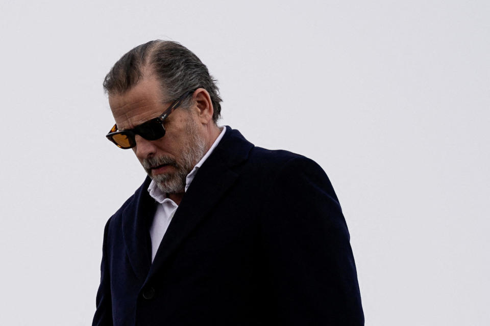 Hunter Biden exits Air Force One in Syracuse, N.Y., in February. 