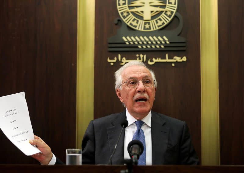 FILE PHOTO: Former Lebanese minister Ghazi Zeaiter speaks during a news conference in Beirut