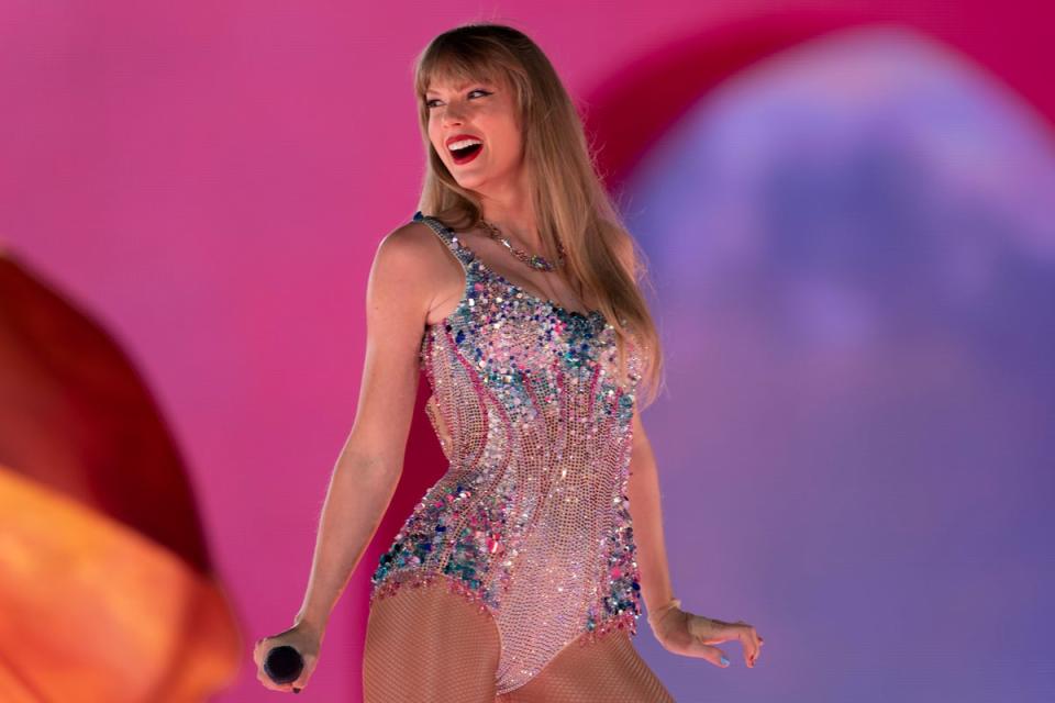 Taylor Swift during her record-breaking Eras tour (Copyright 2023 The Associated Press. All rights reserved)