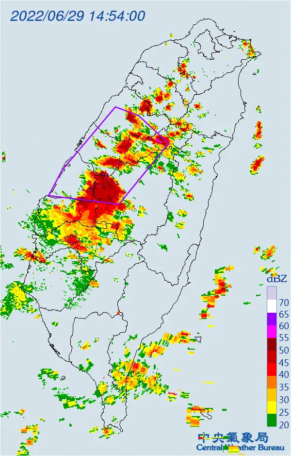 示警地區注意了！（圖／中央氣象局）