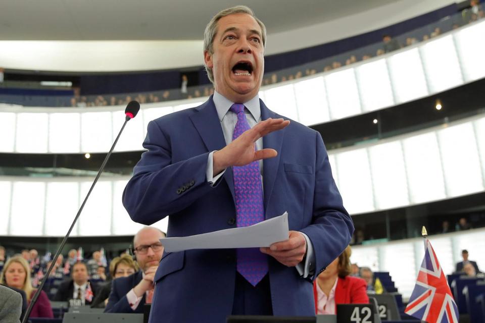 Nigel Farage was quick to distance himself from the crucial £350 million claim after victory (Vincent Kessler/Reuters)
