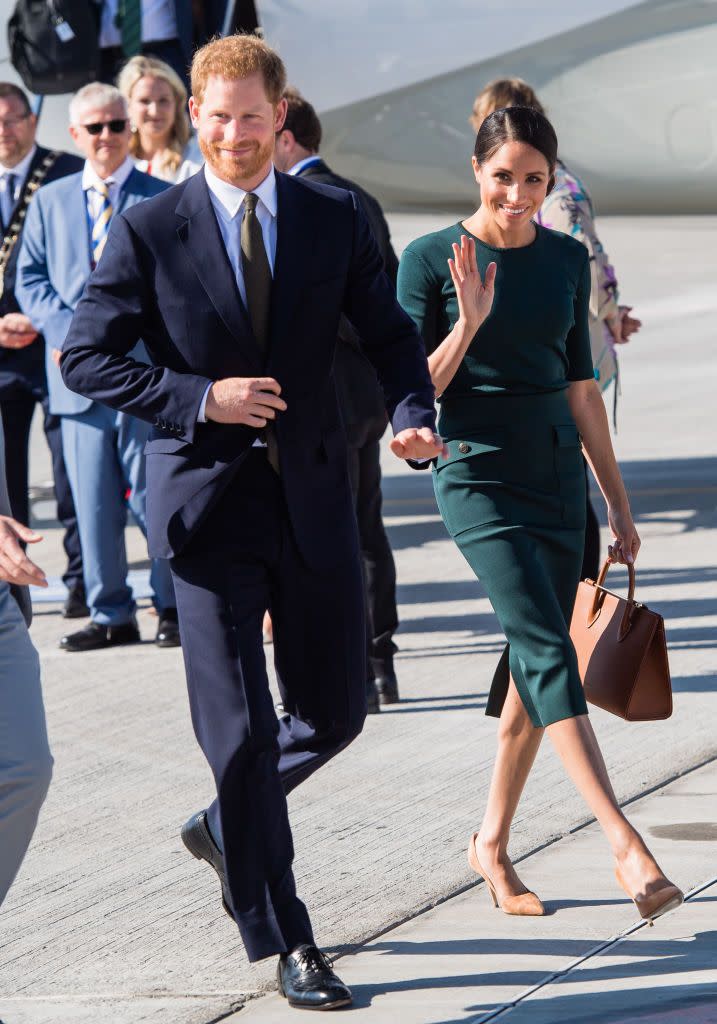 <p><a href="https://www.townandcountrymag.com/society/tradition/g22096025/prince-harry-meghan-markle-dublin-ireland-tour-photos/" rel="nofollow noopener" target="_blank" data-ylk="slk:The royal couple will spend two days in Ireland;elm:context_link;itc:0;sec:content-canvas" class="link ">The royal couple will spend two days in Ireland</a> as part of their first royal tour as a married couple.</p>