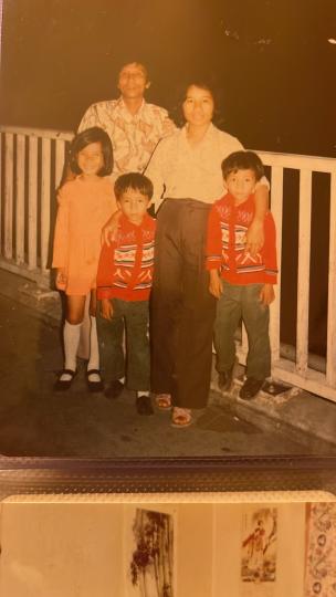 Old family photo of a Vietnamese family