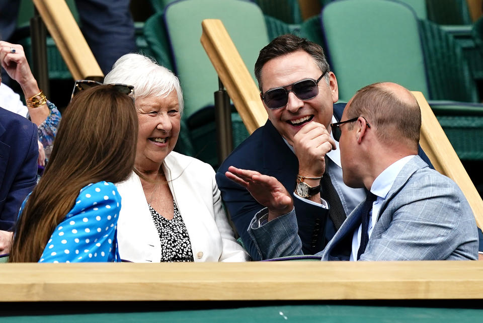 The Duke and Duchess of Cambridge were seen speaking to David Walliams and his mother Kathleen in the royal box. (Getty Images)
