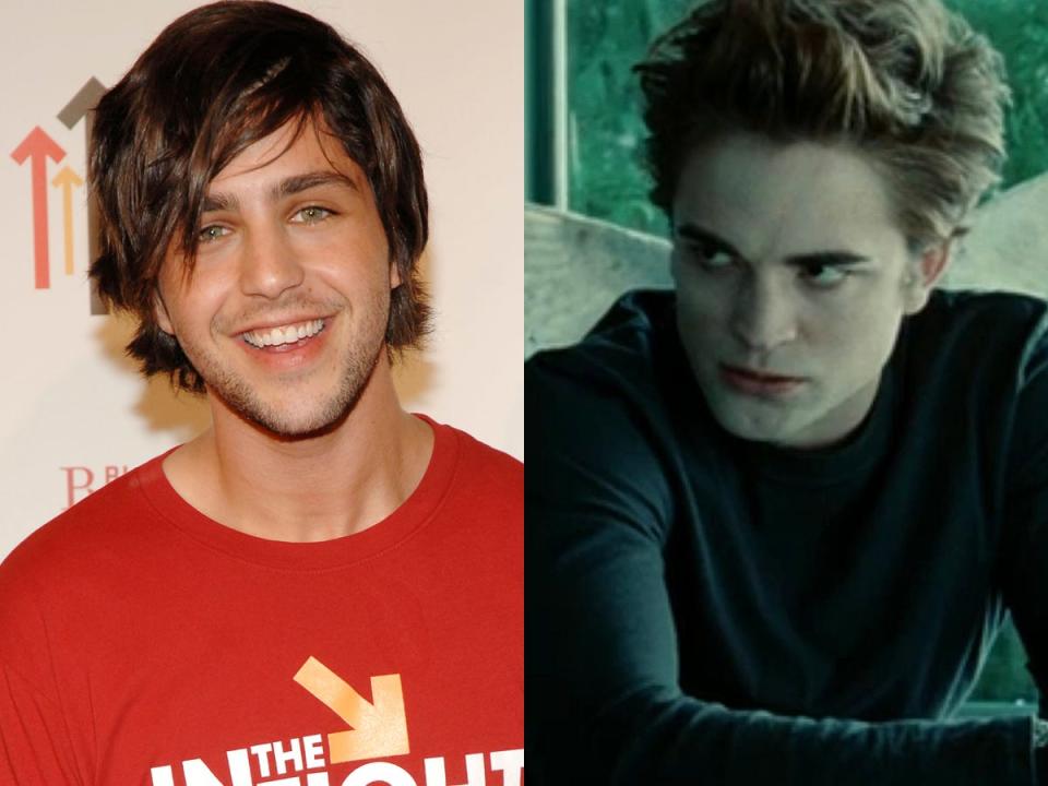 Left: Josh Peck in 2008. Right: Robert Pattinson as Edward Cullen in "Twilight."