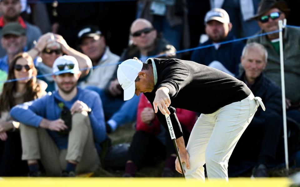 Rory McIlroy reacts to a bogey on the 15th during the final round of the Irish Open