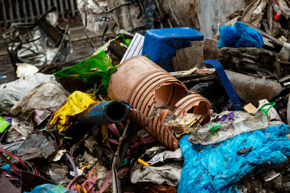 The rubbish includes pipes, bin bags and even bollards. (SWNS)