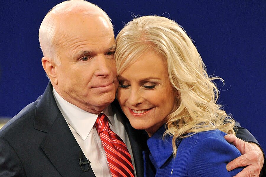 John McCain embraces his wife Cindy