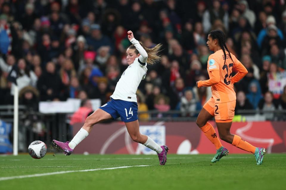 Toone stretches to score England’s winner (The FA via Getty Images)