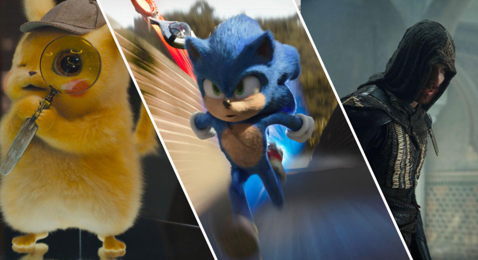 Detective Pikachu, Sonic The Hedgehog and Assassin's Creed are all video games that have been adapted for the big screen. (Warner Bros./Paramount/20th Century Studios)