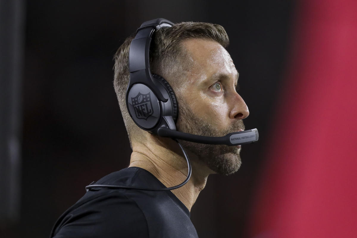 49ers coach Kyle Shanahan says he has 'beef' about his hats