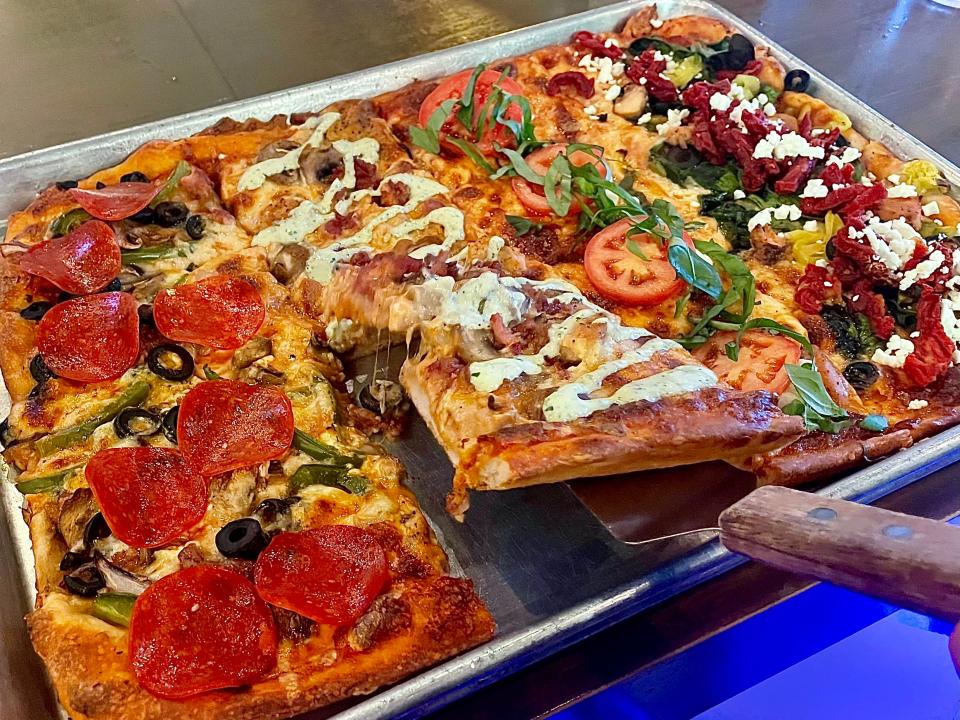 Pizza flight from Panheads Pizzeria in New Smyrna Beach. From left, the flight features Nothing But a Good Time, Sweet Home Alabama, Simple Man and Whole Lotta Love.