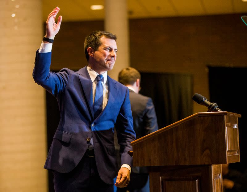 Democratic U.S. presidential candidate Pete Buttigieg announces his withdrawal from the 2020 U.S. presidential race during event in South Bend, Indiana