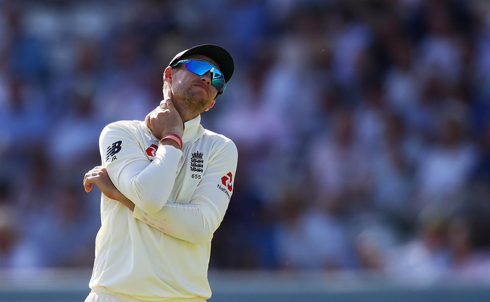 LONDON, ENGLAND - JULY 24:  Captain Joe Root of England looks on as his side struggles during day one of the Specsavers Test Match between England and Ireland at Lord's Cricket Ground on July 24, 2019 in London, England. (Photo by Julian Finney/Getty Images)