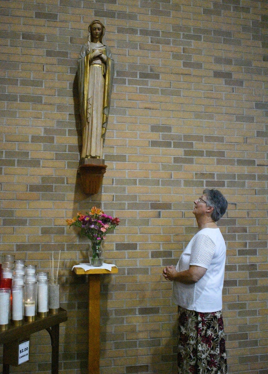 As a young girl, Sister Susan Marie Reineck often prayed to this statue of Mary at Sacred Heart Catholic Church when she was discerning her calling as a Sister of Notre Dame.