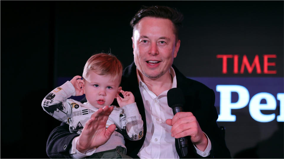 Photo of Elon Musk and son X &#xc6; A-12. (Source:Getty)