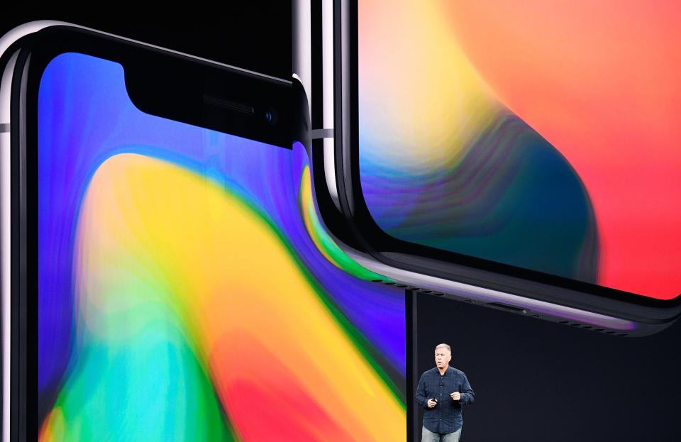 Phil Schiller, senior vice president of worldwide marketing at Apple Inc., speaks about the iPhone X during an event at the Steve Jobs Theater in Cupertino, California, U.S., on Tuesday, Sept. 12, 2017. Apple Inc. unveiled its most important new iPhone for years to take on growing competition from Samsung Electronics Co., Google and a host of Chinese smartphone makers. Photographer: David Paul Morris/Bloomberg via Getty Images