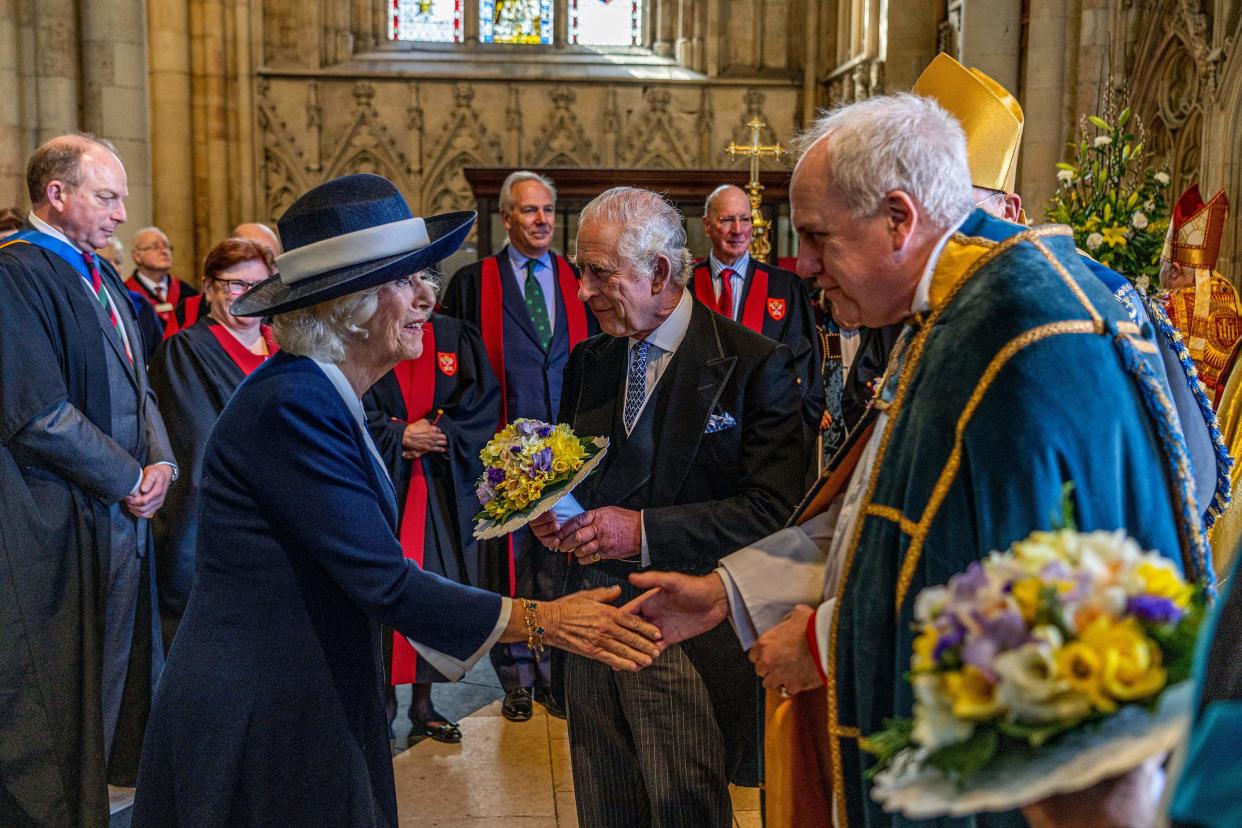 King Charles III and Queen Camilla attend the Royal Maundy Service (POOL/AFP via Getty Images)