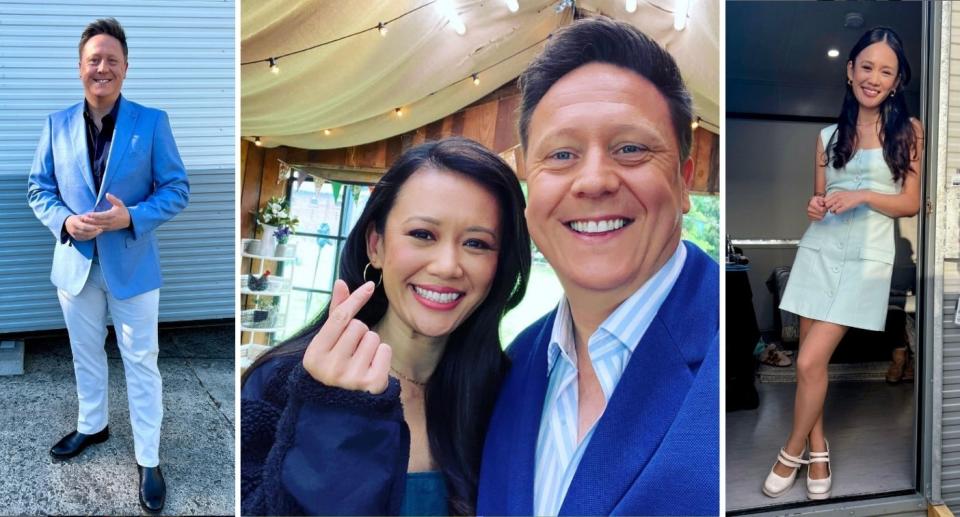  Portrait of Darren Purchese and portrait of Natalie Tran and the two together on The Great Australian Bake Off