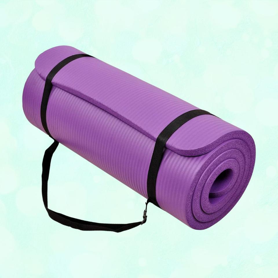 For mat Pilates, you need a mat, of course. Made of high-density one-inch foam, this 71-inch mat makes an ideal choice for Pilates beginners and pros. Its double-sided nonslip surfaces aid in preventing injuries during sweaty sessions. The moisture-resistant mat also comes with a carrying strap for convenient packing, and in red, purple, green, black, pink, blue and gray.Promising review: 