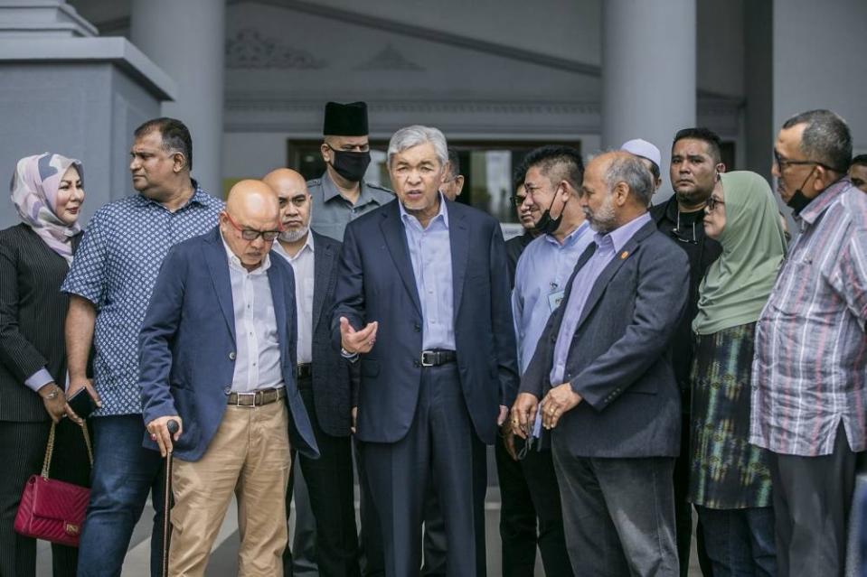 Datuk Seri Ahmad Zahid Hamidi leaves the Kuala Lumpur High Court, October 31, 2022. — Picture by Hari Anggara