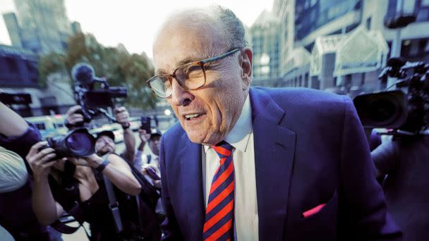 PHOTO: Rudy Giuliani arrives at the Fulton County Courthouse on Wednesday, Aug. 17, 2022, in Atlanta. (John Bazemore/AP, FILE)