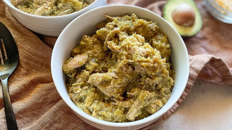 Pork chili verde in bowl