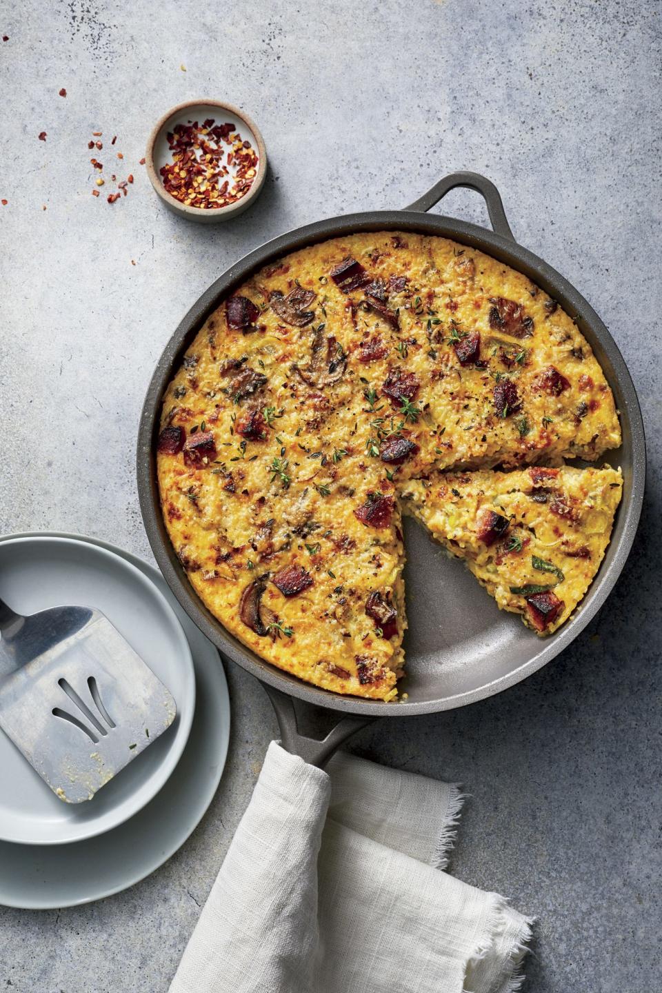 Leek-and-Mushroom Grits Frittata