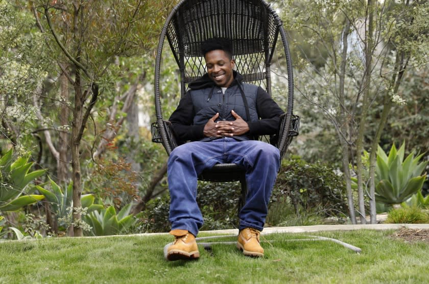 JANUARY 12, 2021: Actor Leslie Odom Jr, who not only plays legendary singer Sam Cook in the film "One night in Miami" but also wrote an original song for the film. Photographed at his home in Cheviot Hills area of Los Angeles. CREDIT: Christina House/ For The timesComposer Ludwig Goransson scored "Tenet."