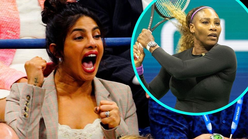 The actress couldn't contain her excitement while watching the tennis pro earn her milestone 100th US Open win!