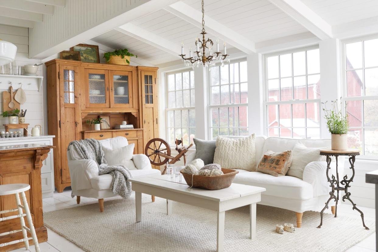 liz marie and jose galvan's farmhouse located near grand rapids, michigan slipcovers, living room