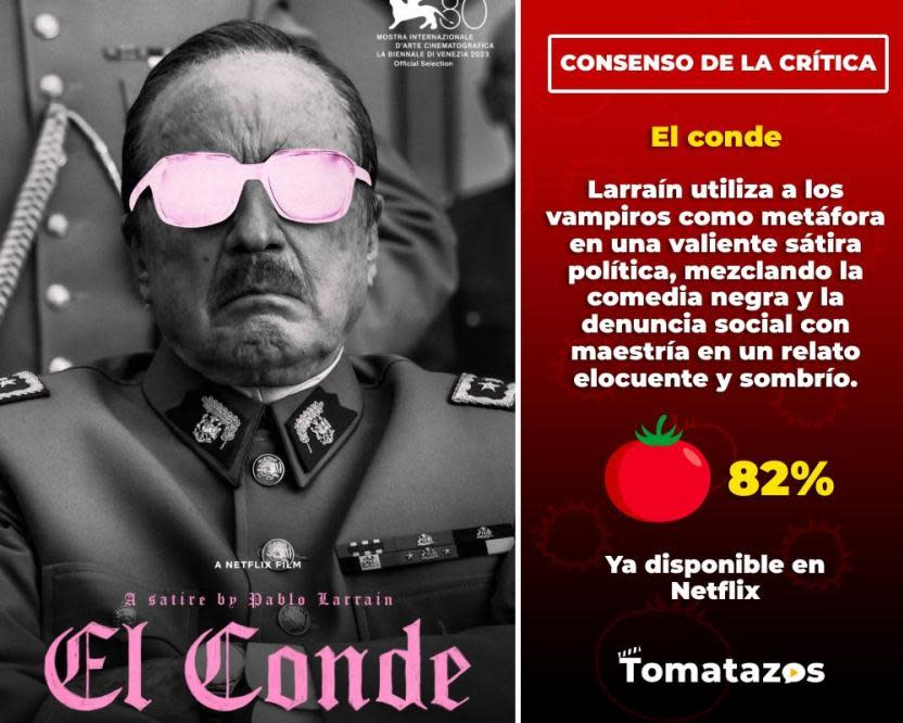 Calificación de la crítica de El Conde (Crédito: Tomatazos)