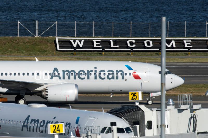 FILE PHOTO: First U.S. commercial flight of a Boeing 737 MAX, since regulators lifted a 20-month grounding in November, lands in New York