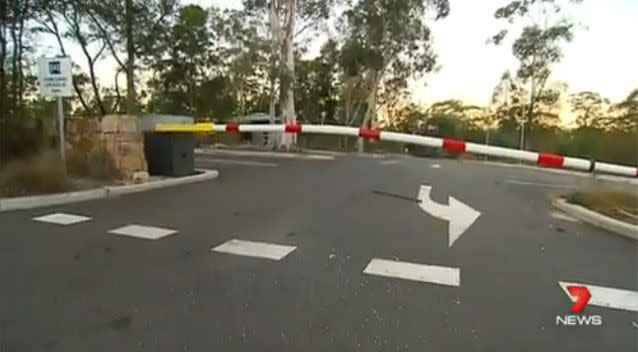 It's believed this boom gate sparked a road rampage. Photo: 7 News