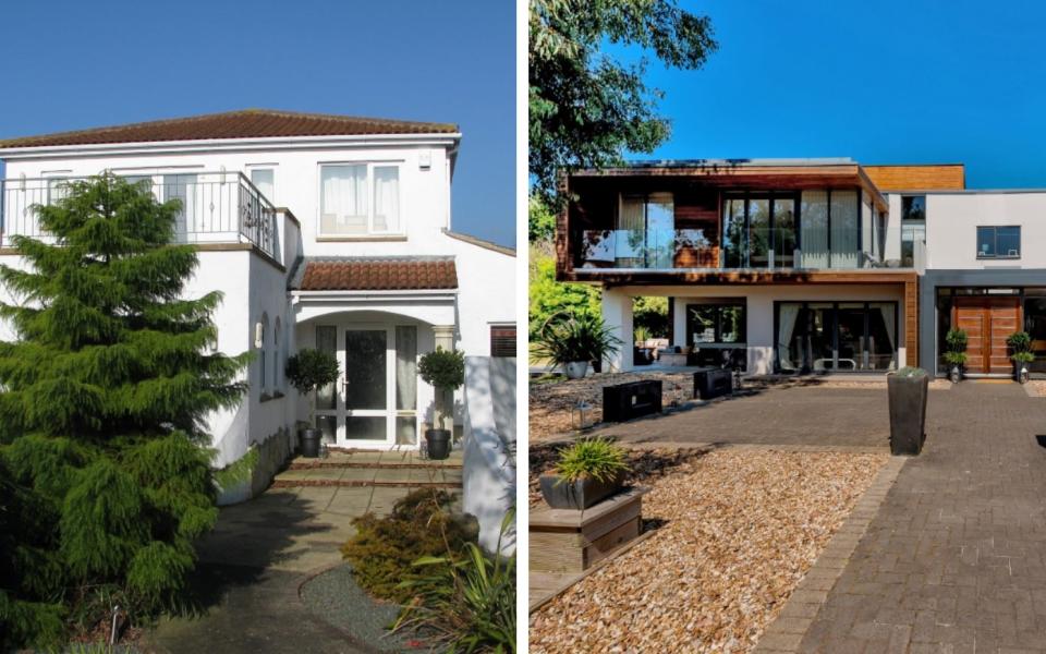 Before and after: Ivory House in Hayling Island, Hampshire, is now on the market for £1.8m with Strutt and Parker. It was bought in 2009 for £780k The owner then spent the same again overhauling it in 2016