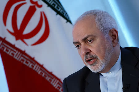 Iran's Foreign Minister Mohammad Javad Zarif sits for an interview with Reuters in New York, New York, U.S. April 24, 2019. REUTERS/Carlo Allegri