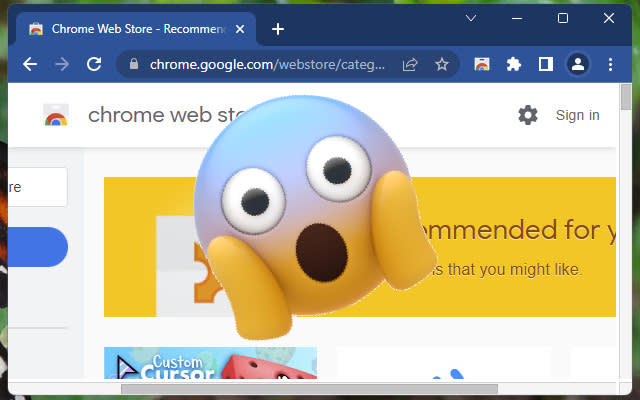  Google Chrome Web Store with shocked face 